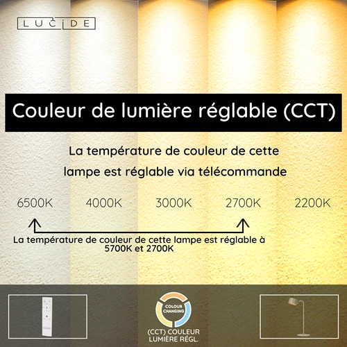 Lucide JOLAN - Lampe de bureau Rechargeable/Lampe à pince/Applique murale - Batterie/Piles - LED Dim to warm - 1x3,5W 2700K/5700K - Taupe - USP